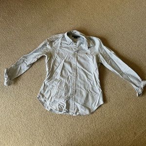 Ralph Lauren Women’s 10 Button Up Shirt Blue and White stripe